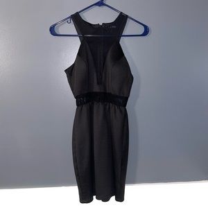 Black Halter Illusion Neckline Dress MIDI Size 7